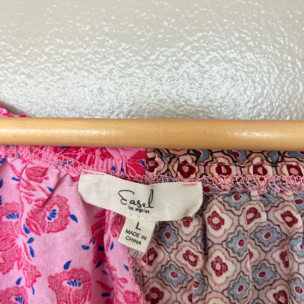 Easel Floral Multicolor Patchwork Blouse w/Balloo… - image 4